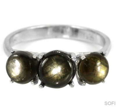 Серебряное кольцо с натуральным звездчатым сапфиром арт. 26511