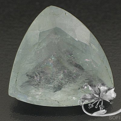 Камень Аквамарин натуральный 12.95 карат 17мм триллион арт. 18366