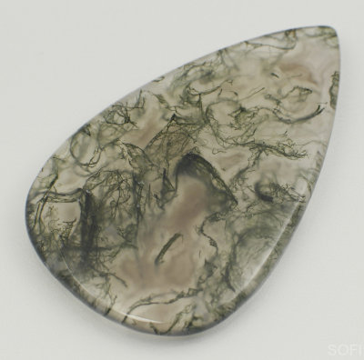 Камень Агат натуральный 34.00 карат 44х28 мм груша кабошон арт. 12311