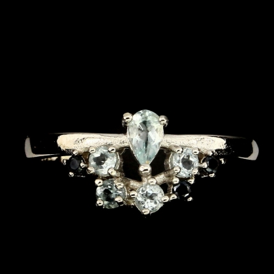 Серебряное кольцо с аквамарином натуральным арт 26057