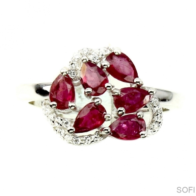 Серебряное кольцо с розовым корундом арт 25216
