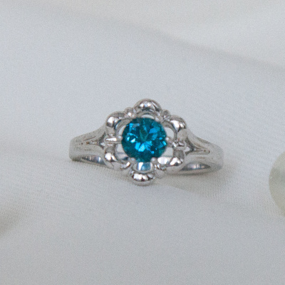 Кольцо с голубым Лондон топазом натуральным серебро 925 арт R5067K